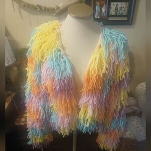 NWT Fashion Nova Multicolor Pastel Knit All In My Head Cardigan Sz M